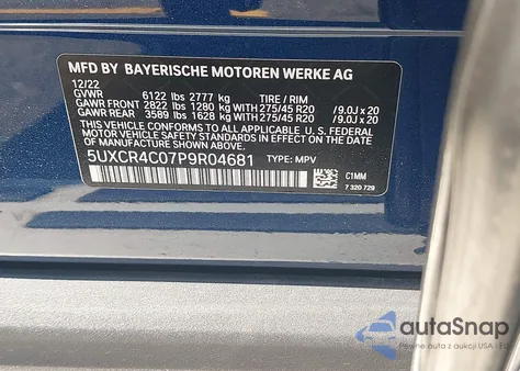 2023 BMW X5 Sdrive40I from USA, damaged, VIN 5UXCR4C07P9R04681